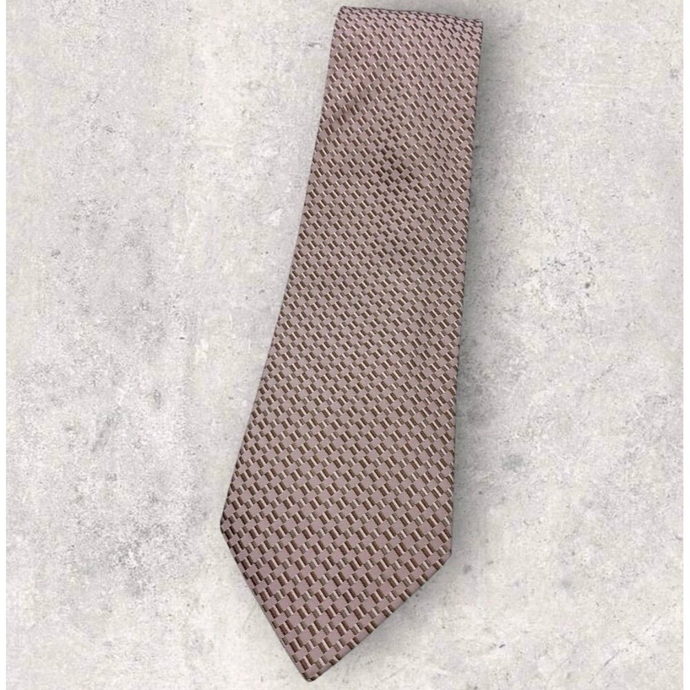 GUCCI Silk Tie ITALY Pink Brown Geometric W:3.7" EUC